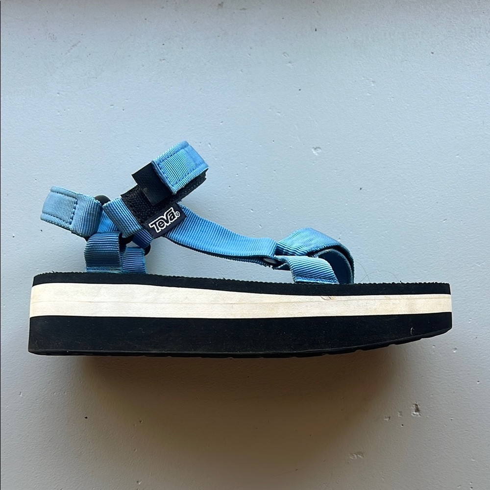 Teva Blue and Black Platform Sandals